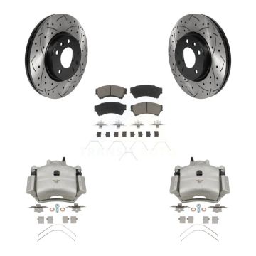 Front Brake Caliper Drill Slot Rotor Ceramic Pad Kit For Ford Fusion Mazda 6 Lincoln MKZ KCD-100001C