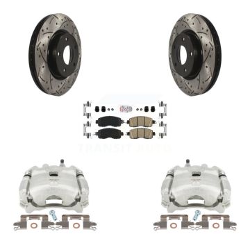 Front Disc Brake Coated Caliper Drilled Slotted Rotors Ceramic Pad Kit For Nissan Altima KCD-100001N