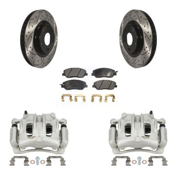Front Brake Coated Caliper Drill Slot Rotor Ceramic Pad Kit For Hyundai Santa Fe XL 3.3L KCD-100002T