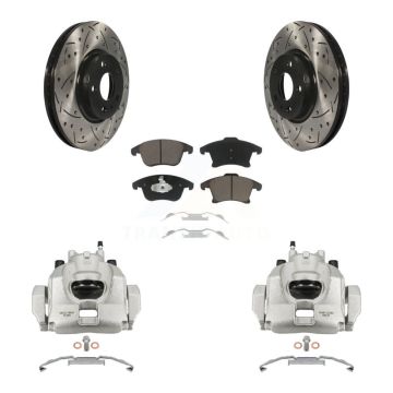 Front Brake Coated Caliper Drill Slot Rotors Ceramic Pad Kit For Ford Fusion Lincoln MKZ KCD-100003C