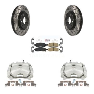Front Disc Brake Coated Caliper Drilled Slotted Rotors & Ceramic Pad Kit For Nissan LEAF KCD-100004N