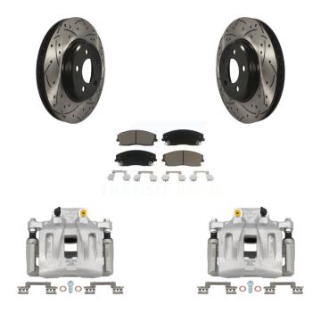 Front Brake Coat Caliper Drill Slot Rotor Ceramic Pad Kit For Dodge Chrysler 300 Charger KCD-100007C