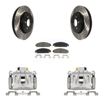 Front Brake Coat Caliper Drill Slot Rotor Ceramic Pad Kit For Chrysler 300 Dodge Charger KCD-100008C