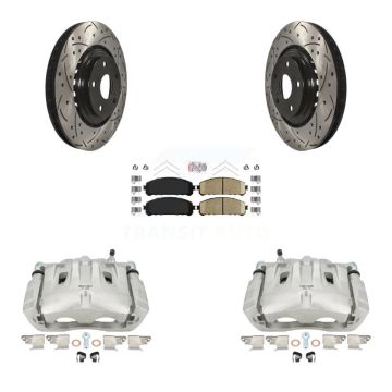 Front Brake Caliper Drill Slot Rotors Ceramic Pad Kit For Toyota Sienna Highlander Lexus KCD-100008N