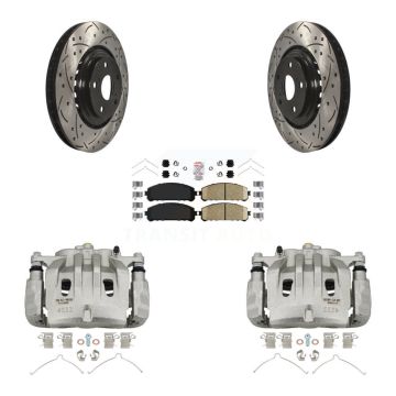 Front Brake Caliper Drilled Slot Rotor Ceramic Pad Kit For Lexus RX350 Toyota Highlander KCD-100009N