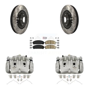 Front Brake Caliper Drilled Slot Rotor Ceramic Pad Kit For Lexus RX350 Toyota Highlander KCD-100010N