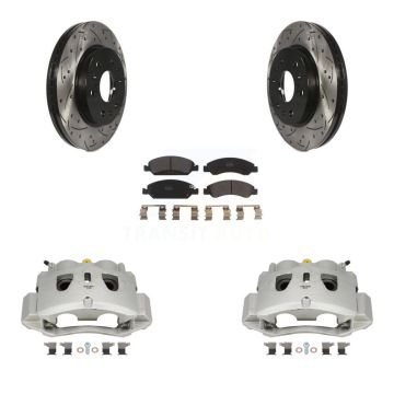 Front Brake Caliper Drill Slotted Rotors Semi-Metallic Pad Kit For Chevrolet Suburban HD KCD-100010P