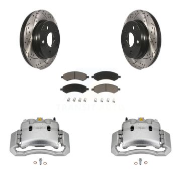 Front Disc Brake Coated Caliper Drilled Slotted Rotor Ceramic Pad Kit For Dodge Ram 1500 KCD-100011C