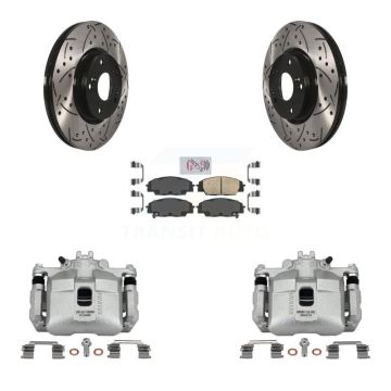 Front Brake Coat Caliper Drill Slot Rotor Ceramic Pad Kit For 2002-2006 Acura RSX Type-S KCD-100011N