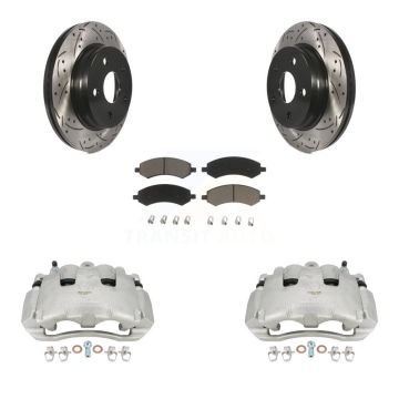 Front Disc Brake Coated Caliper Drilled Slotted Rotor Ceramic Pad Kit For Dodge Ram 1500 KCD-100012C