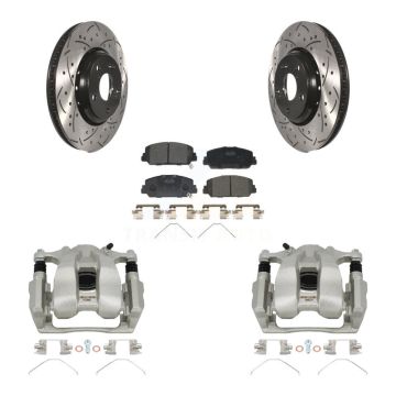 Front Brake Coated Caliper Drilled Slot Rotor Ceramic Pad Kit For Honda Accord Acura ILX KCD-100012T