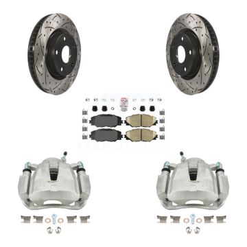 Front Brake Caliper Drill Slot Rotor Ceramic Pad Kit For Toyota RAV4 Matrix Pontiac Vibe KCD-100013N
