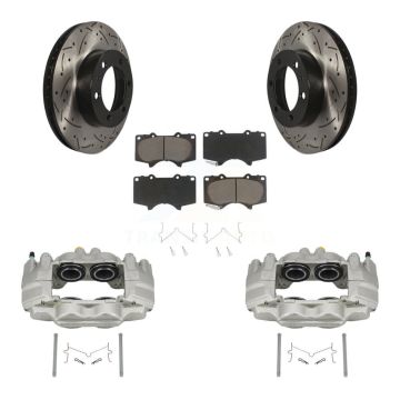 Front Brake Coated Caliper Drill Slot Rotor Ceramic Pad Kit For Toyota Tacoma FJ Cruiser KCD-100014C