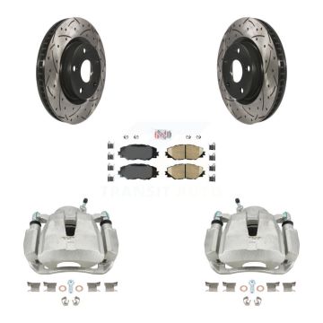 Front Brake Caliper Drill Slot Rotor Ceramic Pad Kit For Toyota RAV4 Matrix Pontiac Vibe KCD-100014N