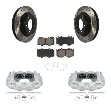 Front Brake Coat Caliper Drill Slot Rotor Ceramic Pad Kit For Toyota 4Runner Lexus GX460 KCD-100015C