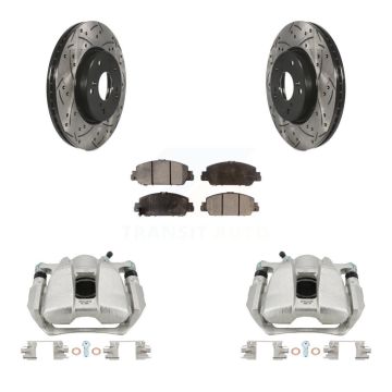 Front Disc Brake Coated Caliper Drilled Slot Rotor Ceramic Pad Kit For Honda HR-V Accord KCD-100015T