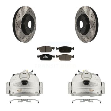 Front Brake Caliper Drill Slot Rotor Ceramic Pad Kit For Ford Escape Transit Connect MKC KCD-100017C