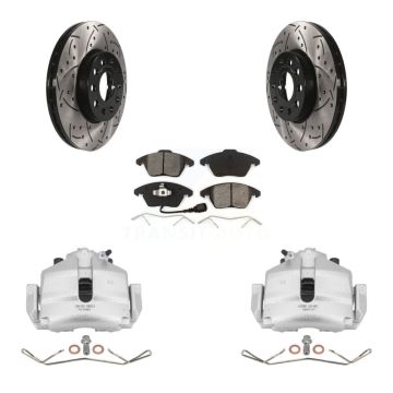 Front Brake Caliper Drill Slot Rotors Semi-Metallic Pad Kit For Volkswagen Jetta Golf A3 KCD-100017S