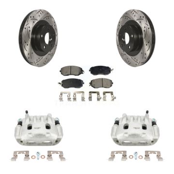 Front Brake Coat Caliper Drill Slot Rotor Ceramic Pad Kit For Subaru Forester Impreza XV KCD-100018T