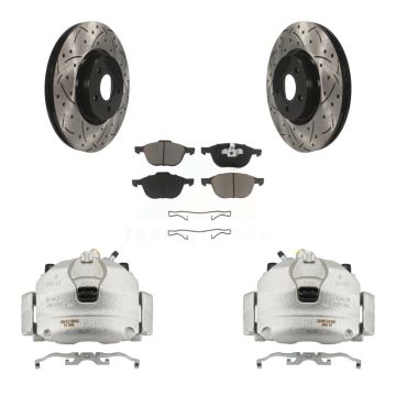 Front Brake Coated Caliper Drill Slotted Rotors Ceramic Pad Kit For Ford Transit Connect KCD-100019C