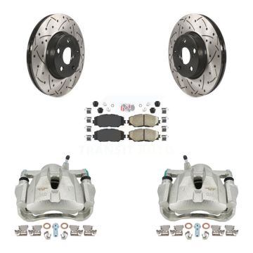 Front Brake Caliper Drilled Slot Rotor Ceramic Pad Kit For Toyota Corolla Matrix Pontiac KCD-100019N