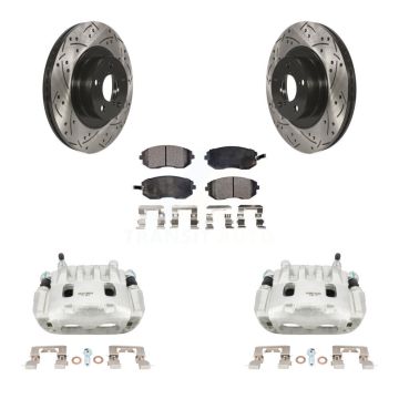 Front Brake Caliper Drill Slot Rotor Ceramic Pad Kit For Subaru Outback Forester Impreza KCD-100019T