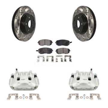 Front Disc Brake Coated Caliper Drill Slot Rotor Semi-Metallic Pad Kit For Subaru Legacy KCD-100026P