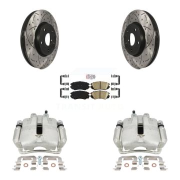 Front Brake Caliper Drilled Slot Rotor Ceramic Pad Kit For Chevrolet Equinox GMC Terrain KCD-100027N