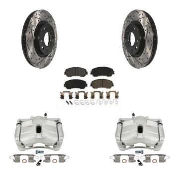 Front Disc Brake Coated Caliper Drill Slot Rotors Ceramic Pad Kit For Nissan Rogue Sport KCD-100027T