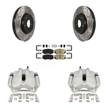Front Brake Caliper Drilled Slot Rotor Ceramic Pad Kit For Chevrolet Equinox GMC Terrain KCD-100028N
