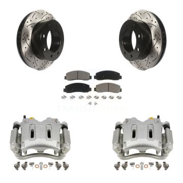Front Brake Caliper Drill Slotted Rotors Ceramic Pad Kit For Ford F-250 Super Duty F-350 KCD-100029C