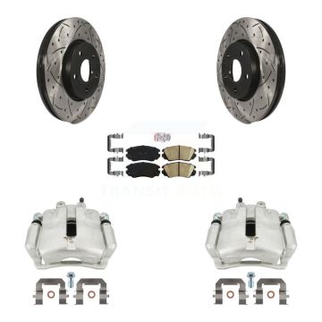 Front Brake Caliper Drill Slot Rotors Ceramic Pad Kit For Buick Regal LaCrosse Chevrolet KCD-100029N