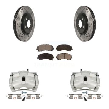 Front Disc Brake Coated Caliper Drill Slot Rotors Semi-Metallic Pad Kit For Nissan Rogue KCD-100029P