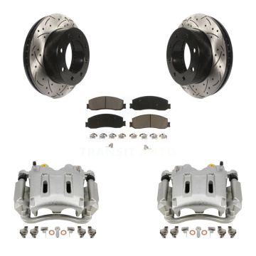 Front Brake Caliper Drill Slot Rotor Ceramic Pad Kit For Ford F-350 Super Duty F-250 4WD KCD-100030C