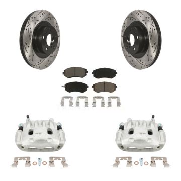Front Brake Caliper Drill Slot Rotor Ceramic Pad Kit For Subaru Outback Forester Impreza KCD-100031C