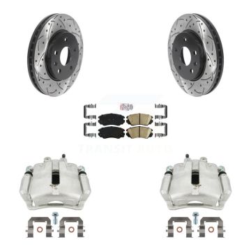 Front Brake Caliper Drill Slotted Rotor Ceramic Pad Kit For Chevrolet Malibu Buick Regal KCD-100031N