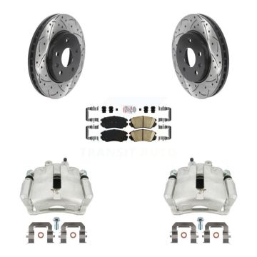 Front Brake Caliper Drill Slotted Rotor Ceramic Pad Kit For Chevrolet Malibu Buick Regal KCD-100032N