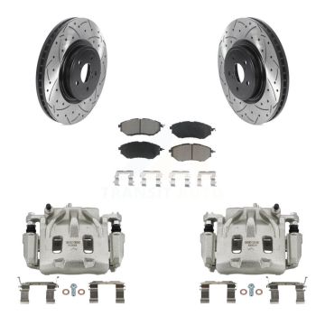 Front Brake Caliper Drill Slot Rotors Ceramic Pad Kit For Subaru Forester Outback Legacy KCD-100033C