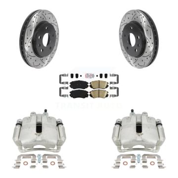 Front Brake Coated Caliper Drill Slotted Rotor Ceramic Pad Kit For 2011 Buick Regal 2.0L KCD-100036N