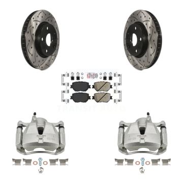 Front Brake Caliper Drill Slot Rotor Ceramic Pad Kit For Lexus IS250 Base with Sedan RWD KCD-100038N