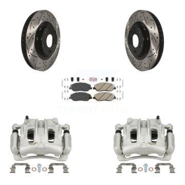 Front Brake Coated Caliper Drill Slot Rotor Ceramic Pad Kit For Hyundai Santa Fe XL 3.3L KCD-100040N