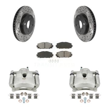Front Disc Brake Coated Caliper Drill Slot Rotors Semi-Metallic Pad Kit For Toyota Yaris KCD-100040S