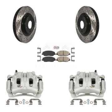 Front Disc Brake Coated Caliper Drill Slot Rotor Ceramic Pad Kit For Hyundai Santa Fe XL KCD-100042N