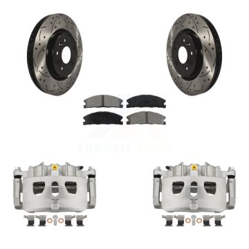 Front Brake Caliper Drill Slot Rotors Semi-Metallic Pad Kit For 2013 Ford Explorer Sport KCD-100042S