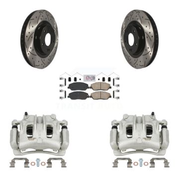 Front Disc Brake Coated Caliper Drill Slot Rotor Ceramic Pad Kit For Hyundai Santa Fe XL KCD-100043N