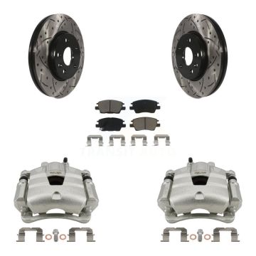 Front Brake Caliper Drill Slotted Rotor Ceramic Pad Kit For Chevrolet Cruze Bolt EV Volt KCD-100044C