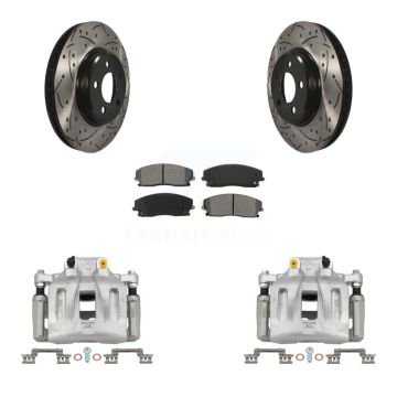 Front Brake Caliper Drill Slot Rotor Semi-Metallic Pad Kit For Dodge Chrysler 300 Magnum KCD-100044S
