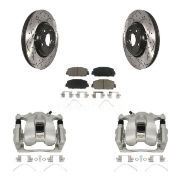Front Brake Coated Caliper Drilled Slot Rotor Ceramic Pad Kit For Honda Accord Acura ILX KCD-100046C
