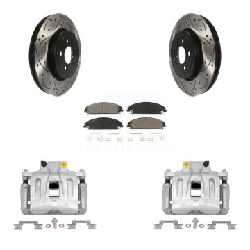 Front Brake Coated Caliper Drill Slot Rotor Semi-Metallic Pad Kit For Chrysler 300 Dodge KCD-100046S