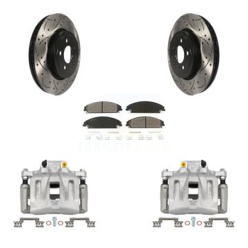 Front Brake Caliper Drill Slot Rotor Semi-Metallic Pad Kit For Chrysler 300 Dodge Magnum KCD-100048S